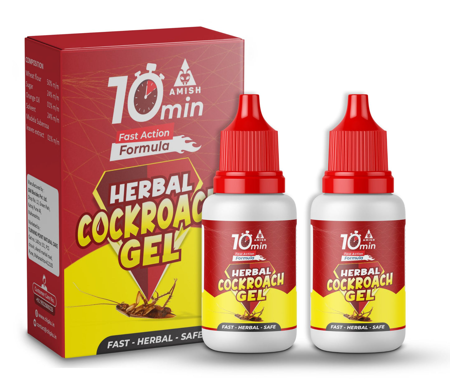 Amish C Herbal Cockroach Gel 30gm Pack of 2 |10 Minutes Result Guaranty|Removes Entire Cockroach Infestation|Powerful Cockroach Repellent For Home|100% Organic Chemical Free