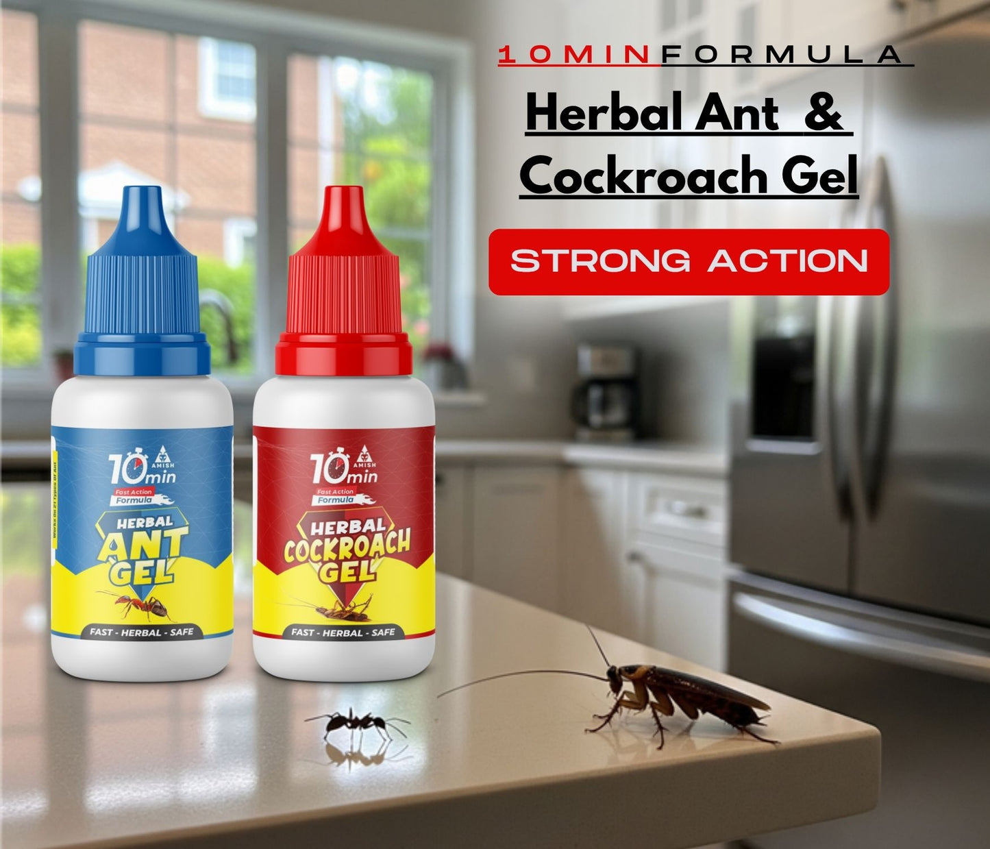 Amish Combo Pack Of Eco- Friendly Ant Gel 20g With Amish-C Cockroach Gel 30g For Home Kitchen Ants & Cockroach | Instant Results For Insect Control