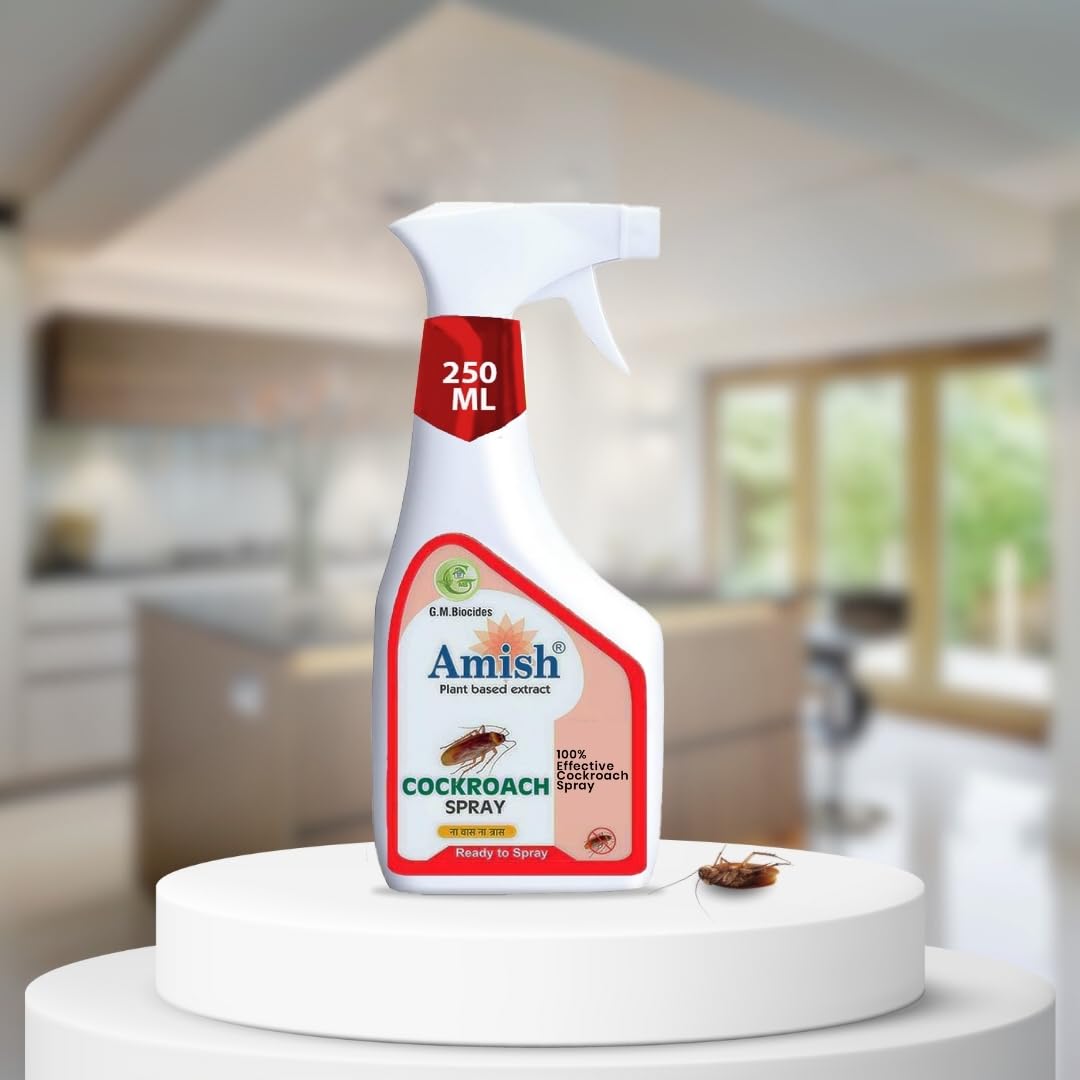 Amish Herbal Cockroach Spray 250 ml Pack Of 1 |10 Minutes Formula |Removes Entire Cockroach colony|Powerful 100% Organic No Chemical Cockroach Repellent Spray