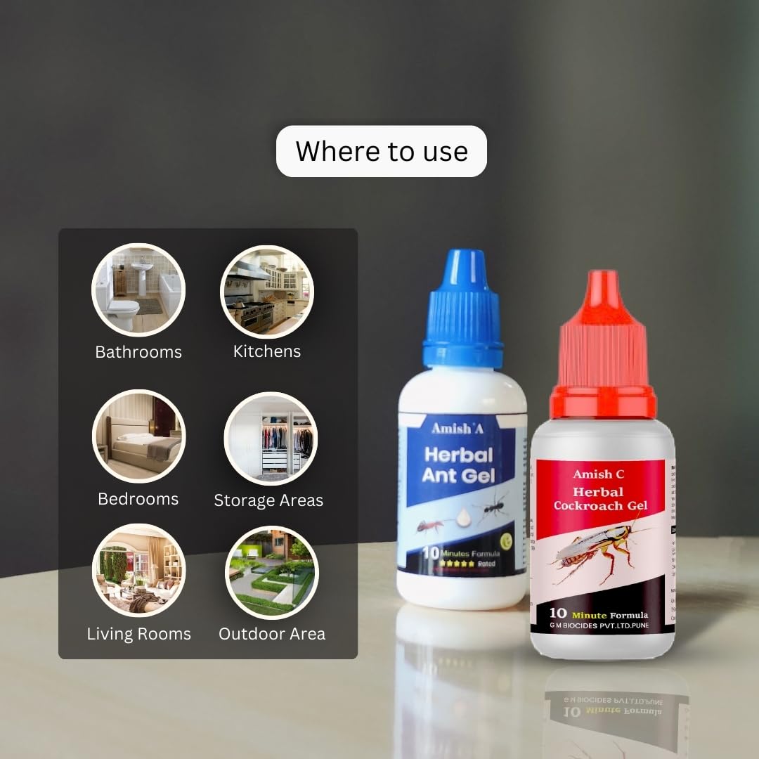 Amish Combo Pack Of Eco- Friendly Ant Gel 20g With Amish-C Cockroach Gel 30g For Home Kitchen Ants & Cockroach | Instant Results For Insect Control