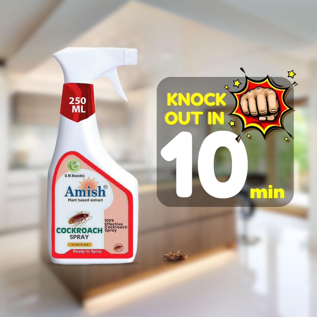 Amish Herbal Cockroach Spray 250 ml Pack Of 1 |10 Minutes Formula |Removes Entire Cockroach colony|Powerful 100% Organic No Chemical Cockroach Repellent Spray