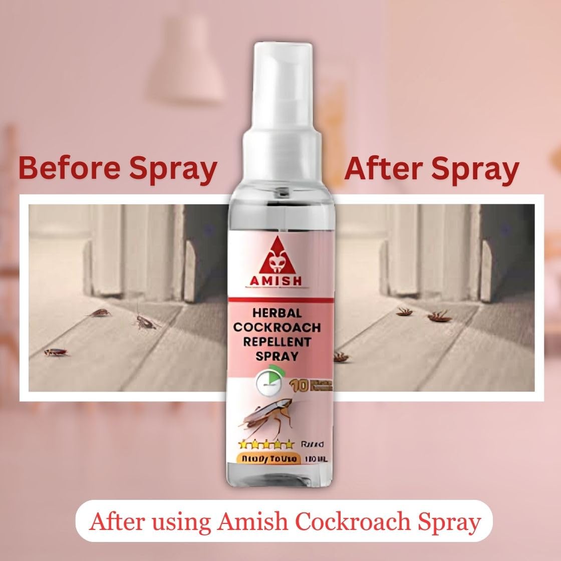 Amish Herbal Cockroach Spray 100ml, 10Minutes Result Guaranty