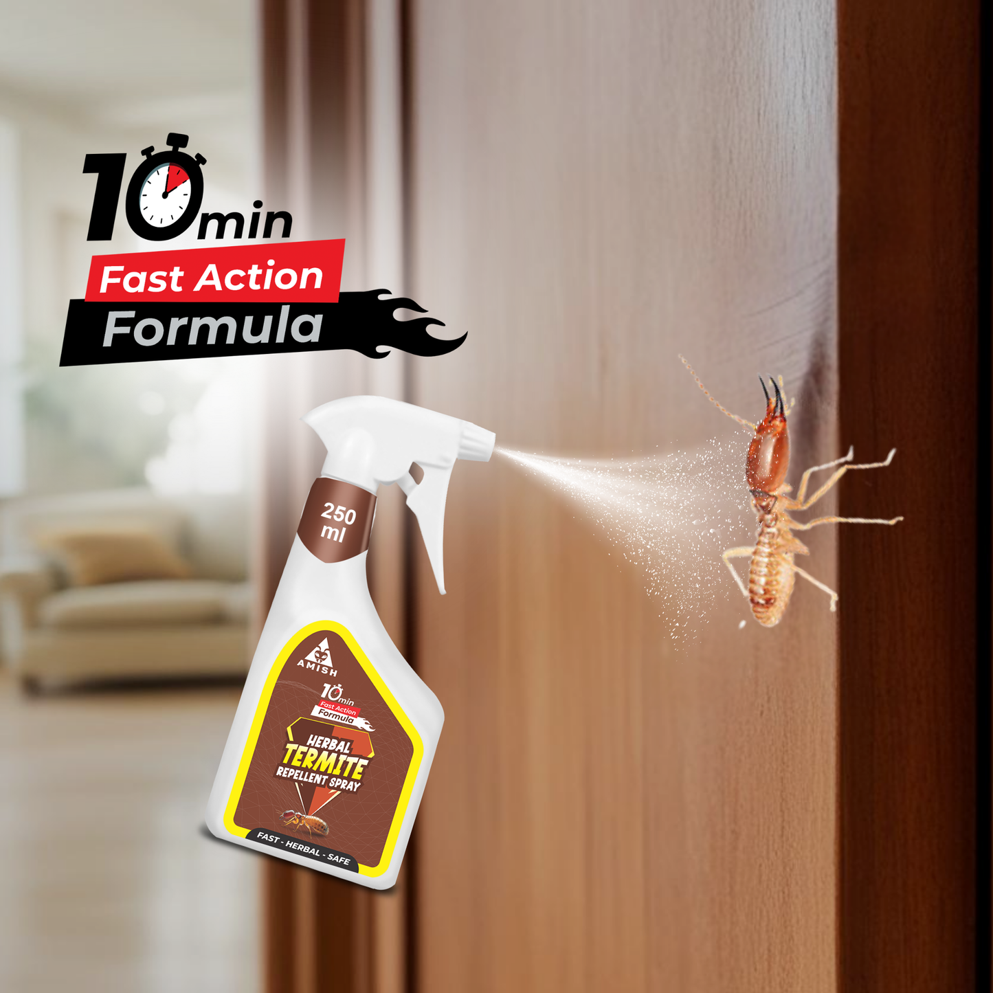 Amish Herbal Termite Spray 250 ml|10 Minutes Formula |Removes Entire Termite colony