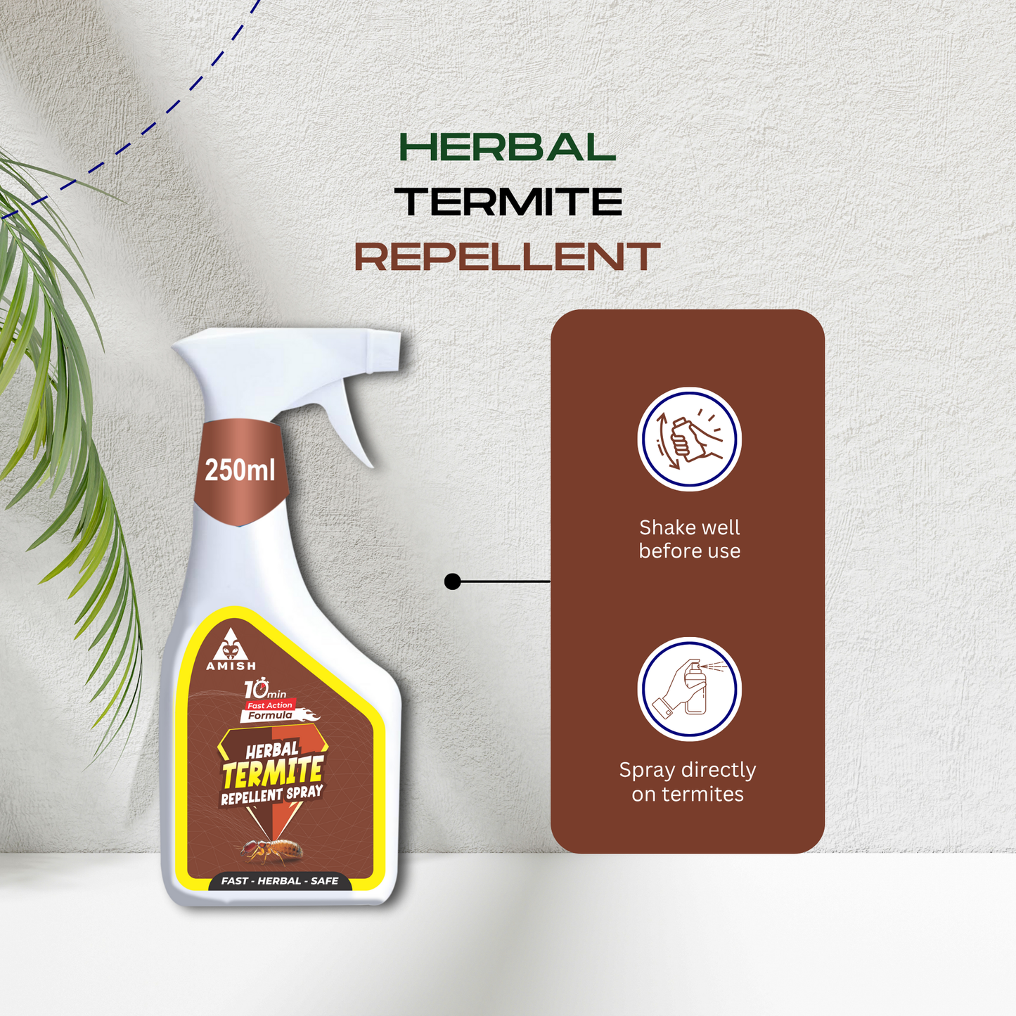 Amish Herbal Termite Spray 250 ml|10 Minutes Formula |Removes Entire Termite colony