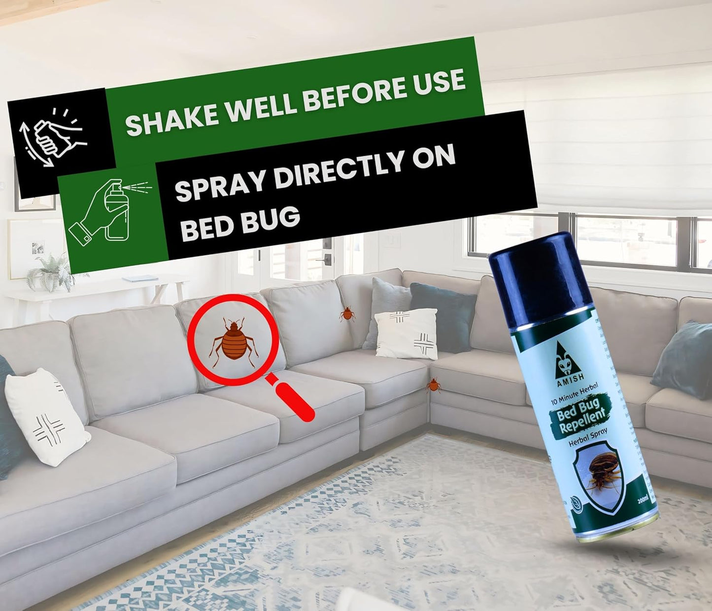 Amish Aerosol Bed-Bug 200ML Pack Of 1 Herbal Bed- Bug Spray,Ready To Use