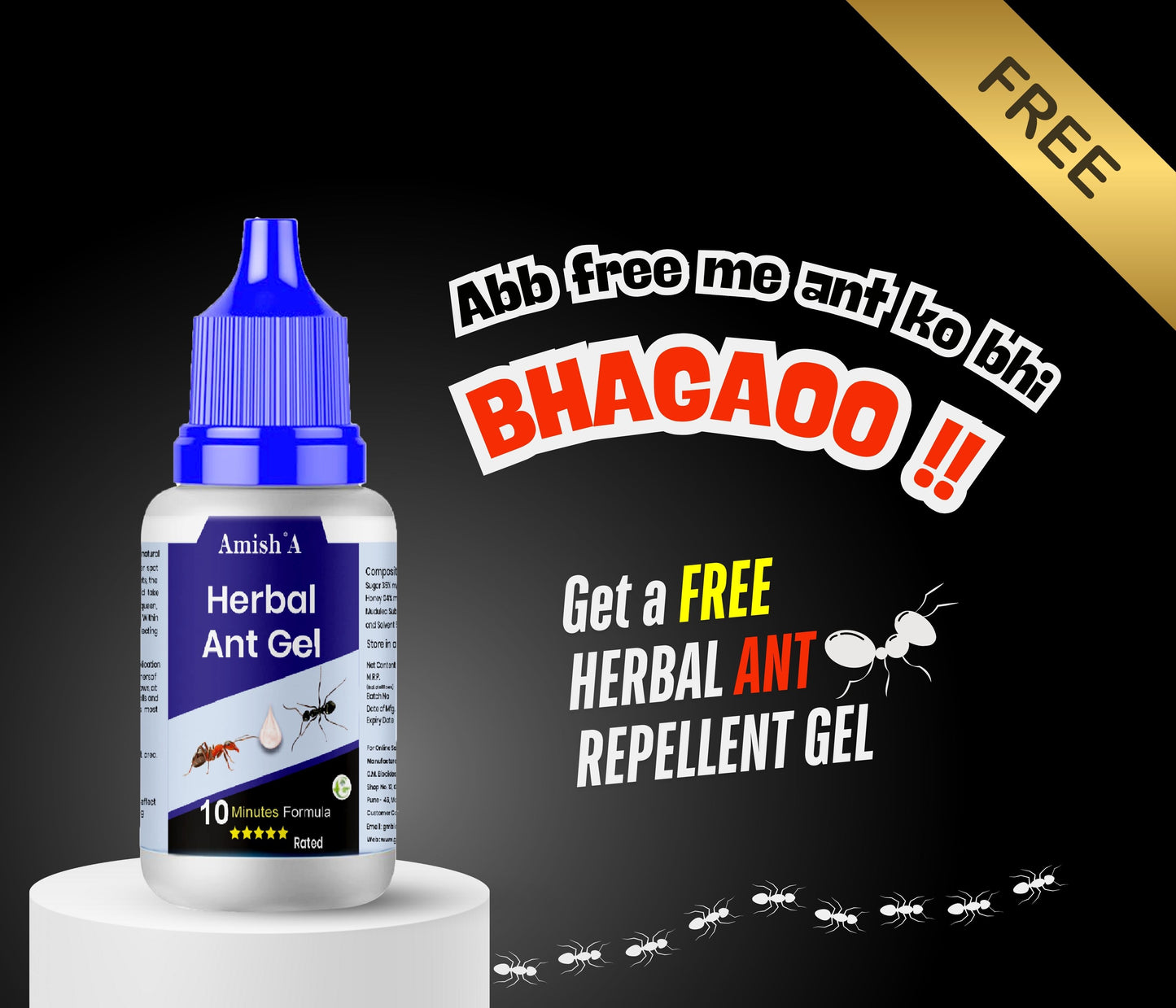 Amish Herbal Cockroach Killer Powder 100% Natural | Effective in 3 Days | with free ant gel