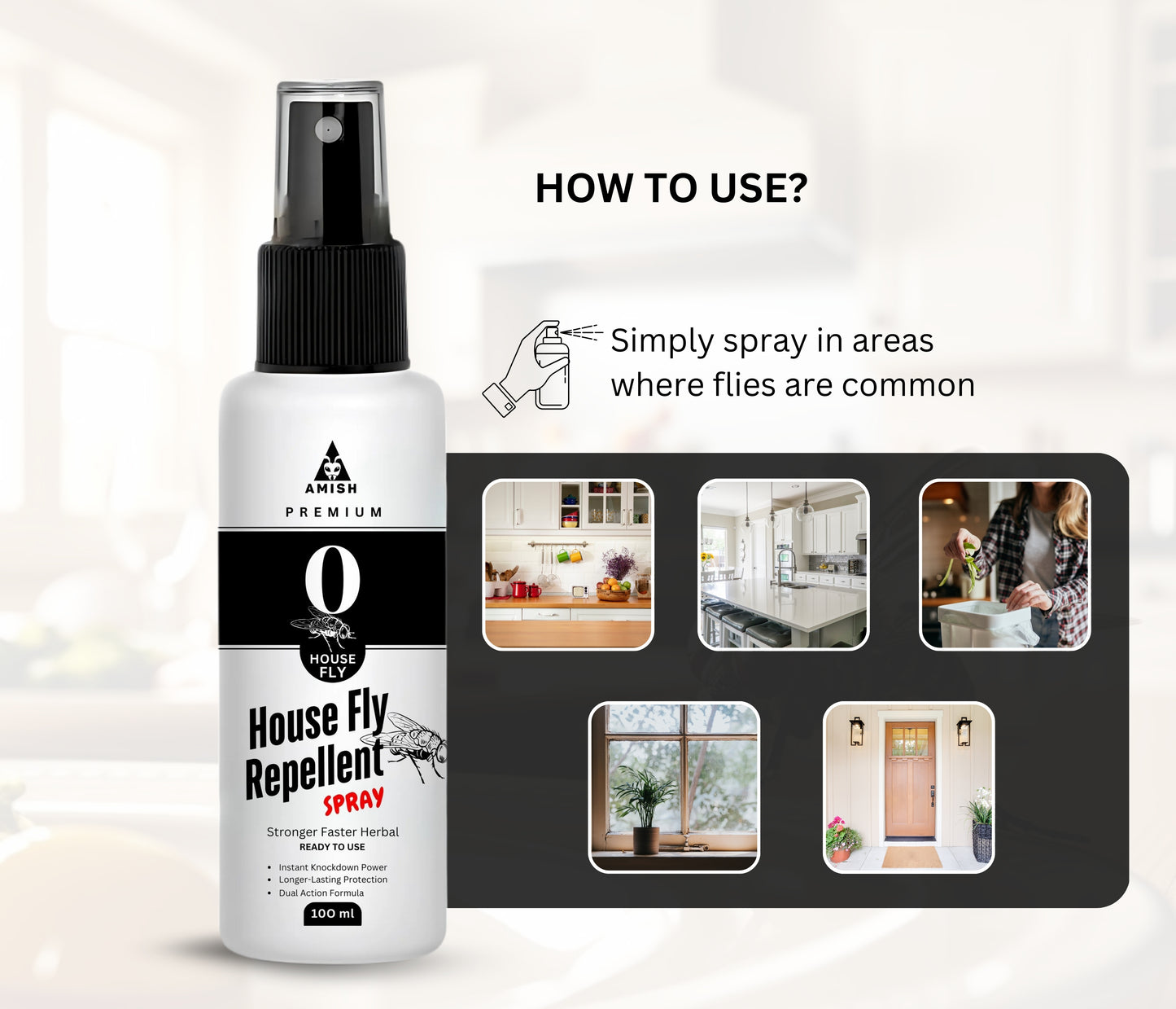 New Amish Premium Herbal Housefly Repellent Spray, Safe, Natural & Effective