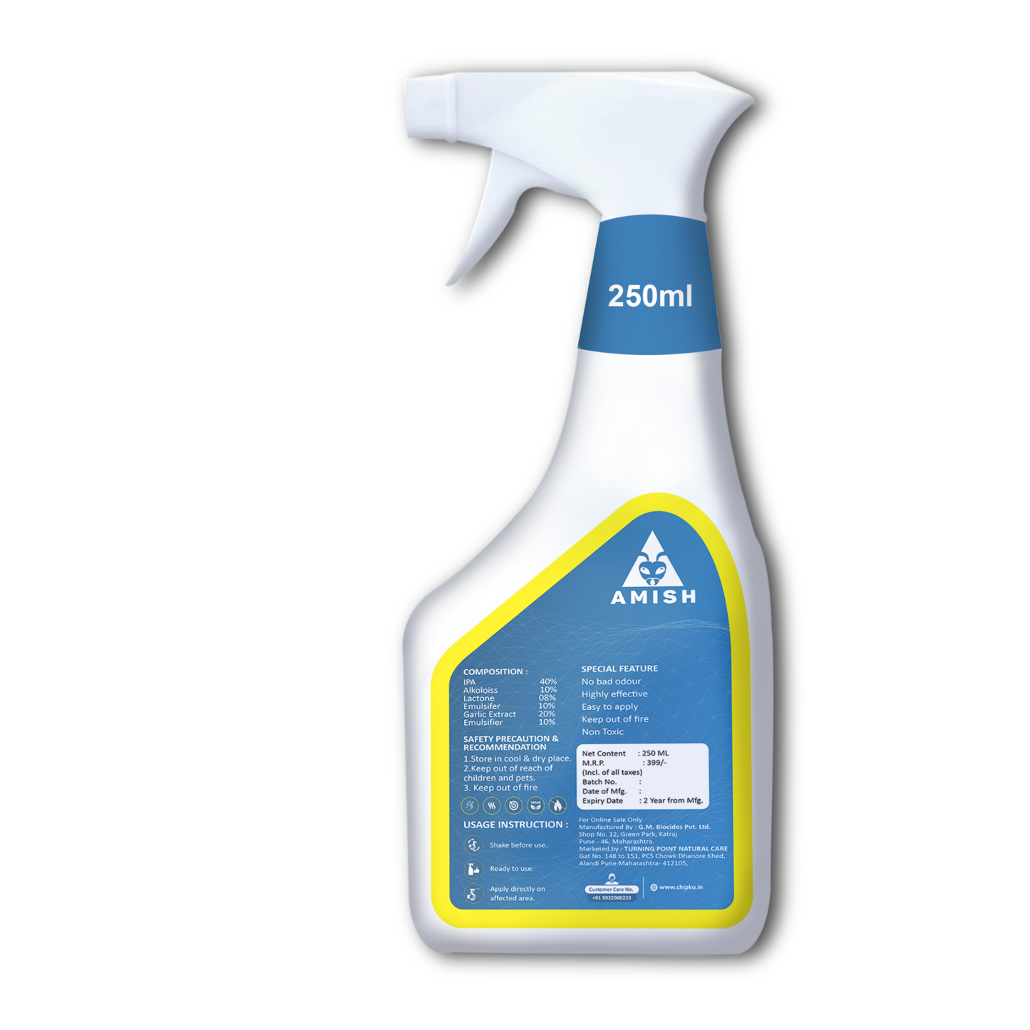 Amish Herbal Ant Spray 250ml Pack-1|10 Minutes Formula |Removes Entire Ant colony|Powerful 100% Organic No Chemical Ant Repellent Spray for Home Kitchen Office Garden Long Lasting Protection