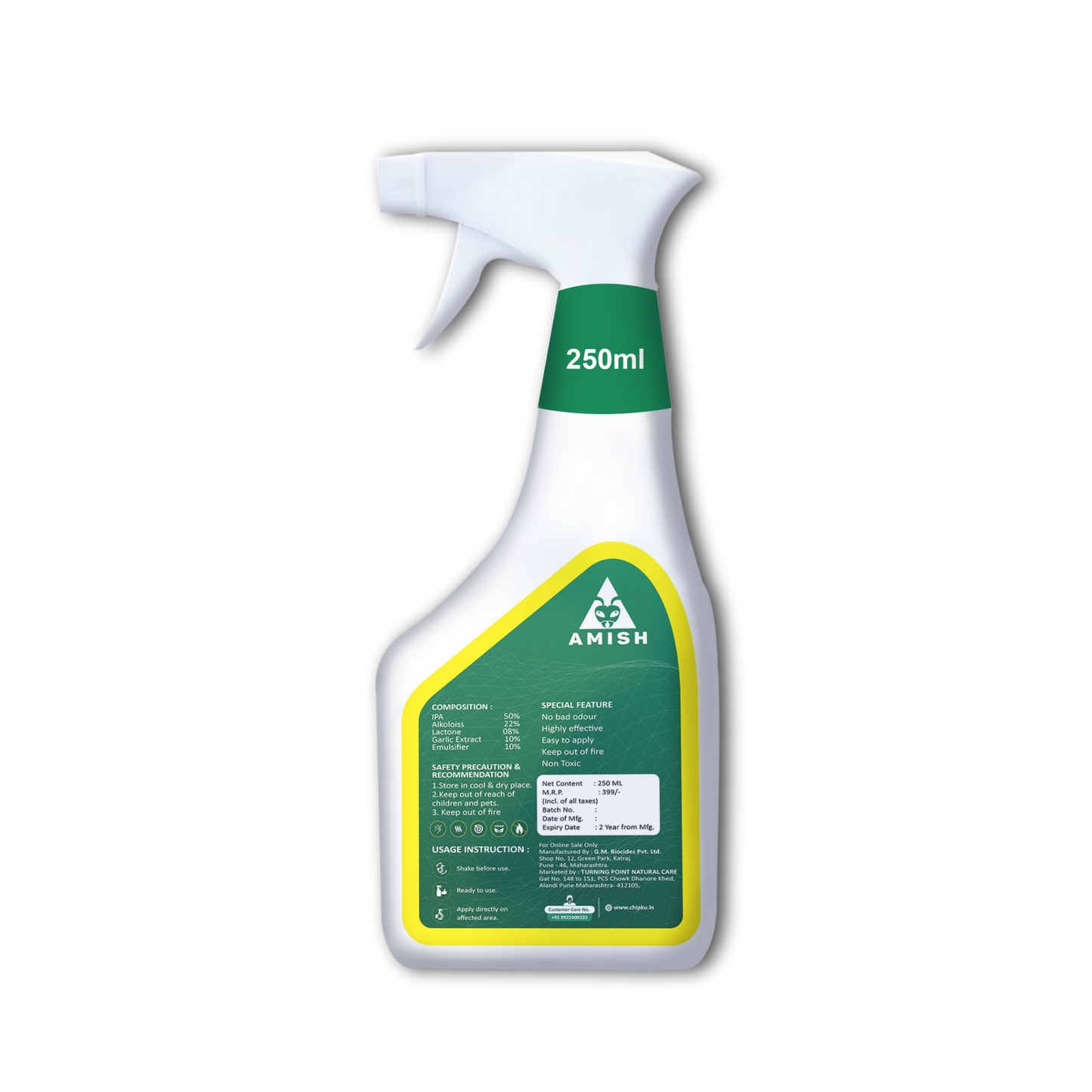 Amish Herbal Bed Bug Spray 250 ml|10 Minutes Formula |Removes Entire BedBug colony