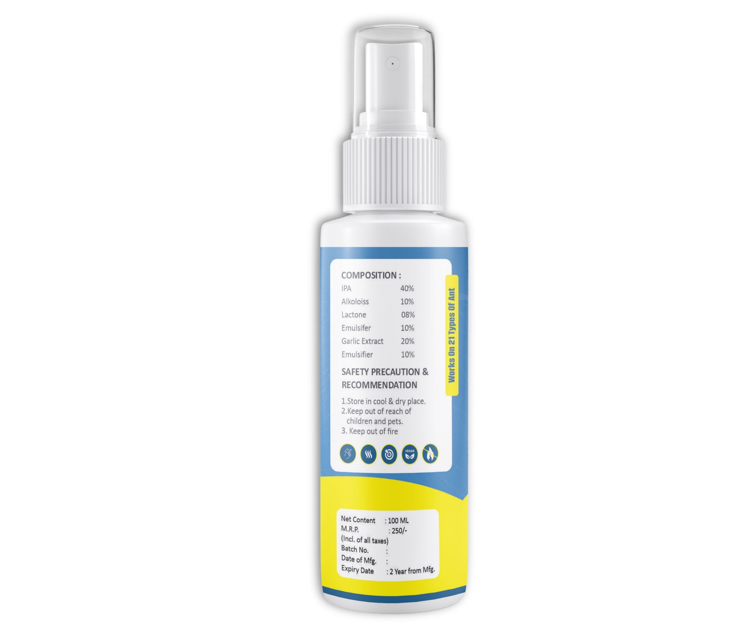 Herbal Ant Spray 100ml Pack Of 1 |10 Minutes Formula |Removes Entire Ant colony|Powerful 100% Organic No Chemical Ant Repellent Spray for Home Kitchen Office Garden Long Lasting Protection Instant Action