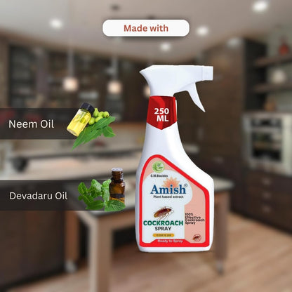 Amish Herbal Cockroach Spray 250 ml Pack Of 1 |10 Minutes Formula |Removes Entire Cockroach colony|Powerful 100% Organic No Chemical Cockroach Repellent Spray