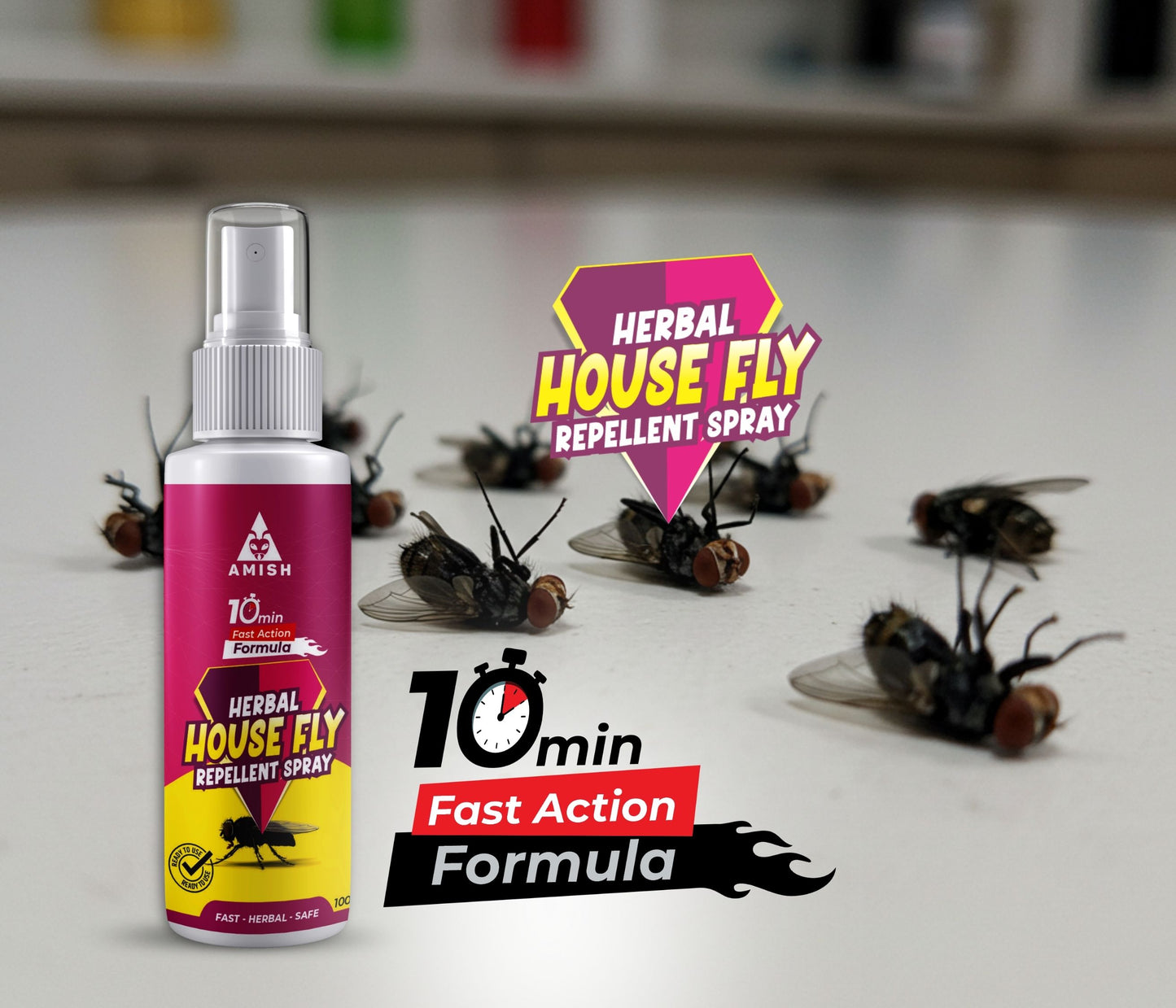 New Amish Premium Herbal Housefly Repellent Spray, Safe, Natural & Effective