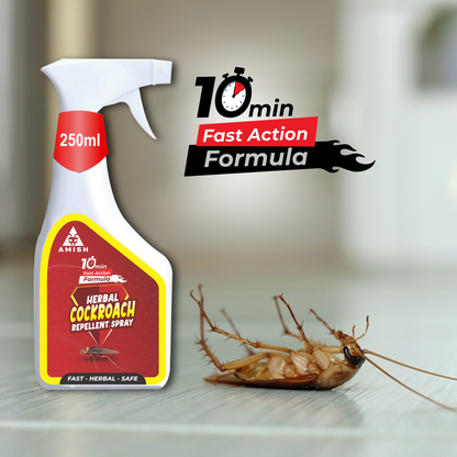 Amish Herbal Cockroach Spray 250 ml Pack Of 1 |10 Minutes Formula |Removes Entire Cockroach colony|Powerful 100% Organic No Chemical Cockroach Repellent Spray