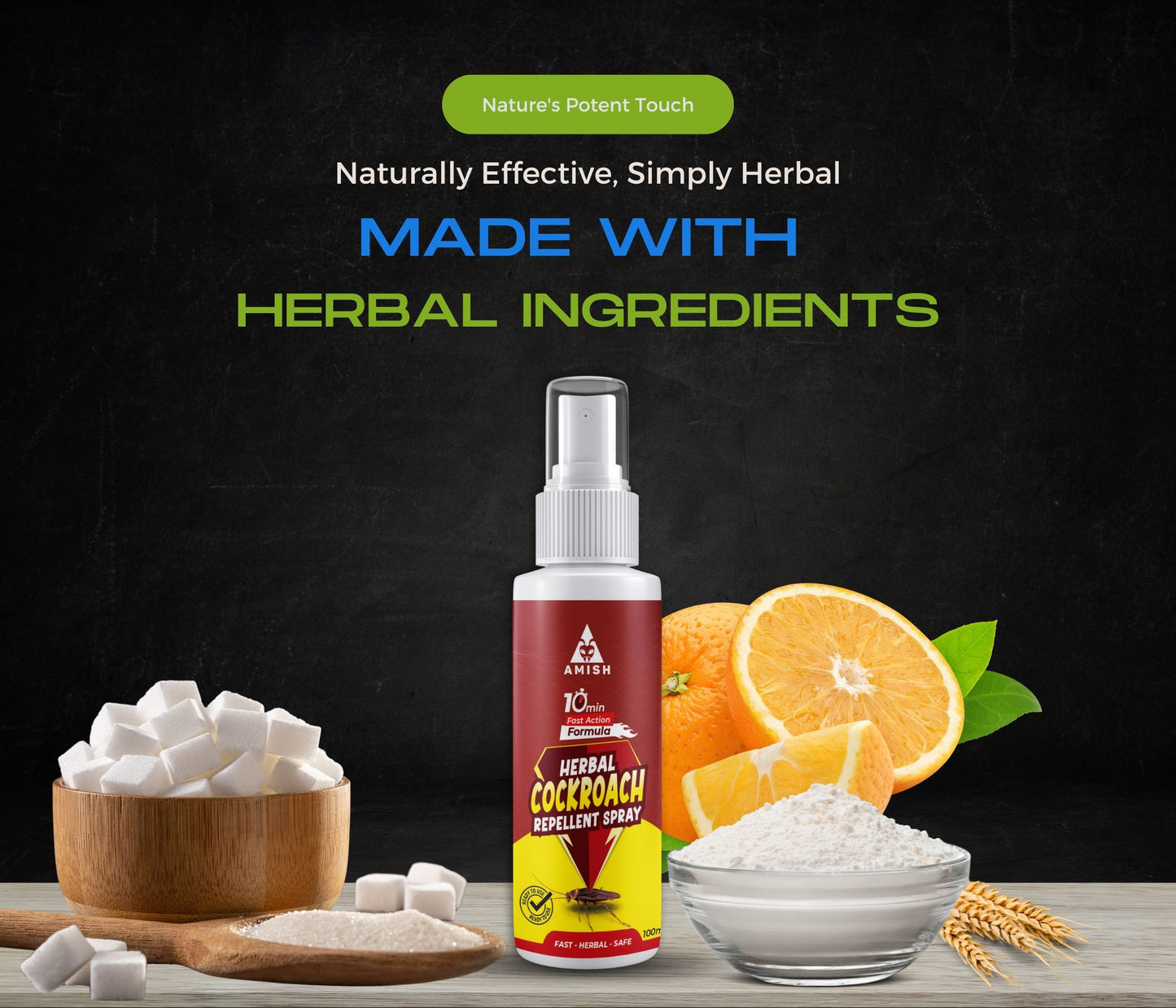 Amish Herbal Cockroach Spray 100ml, 10Minutes Result Guaranty
