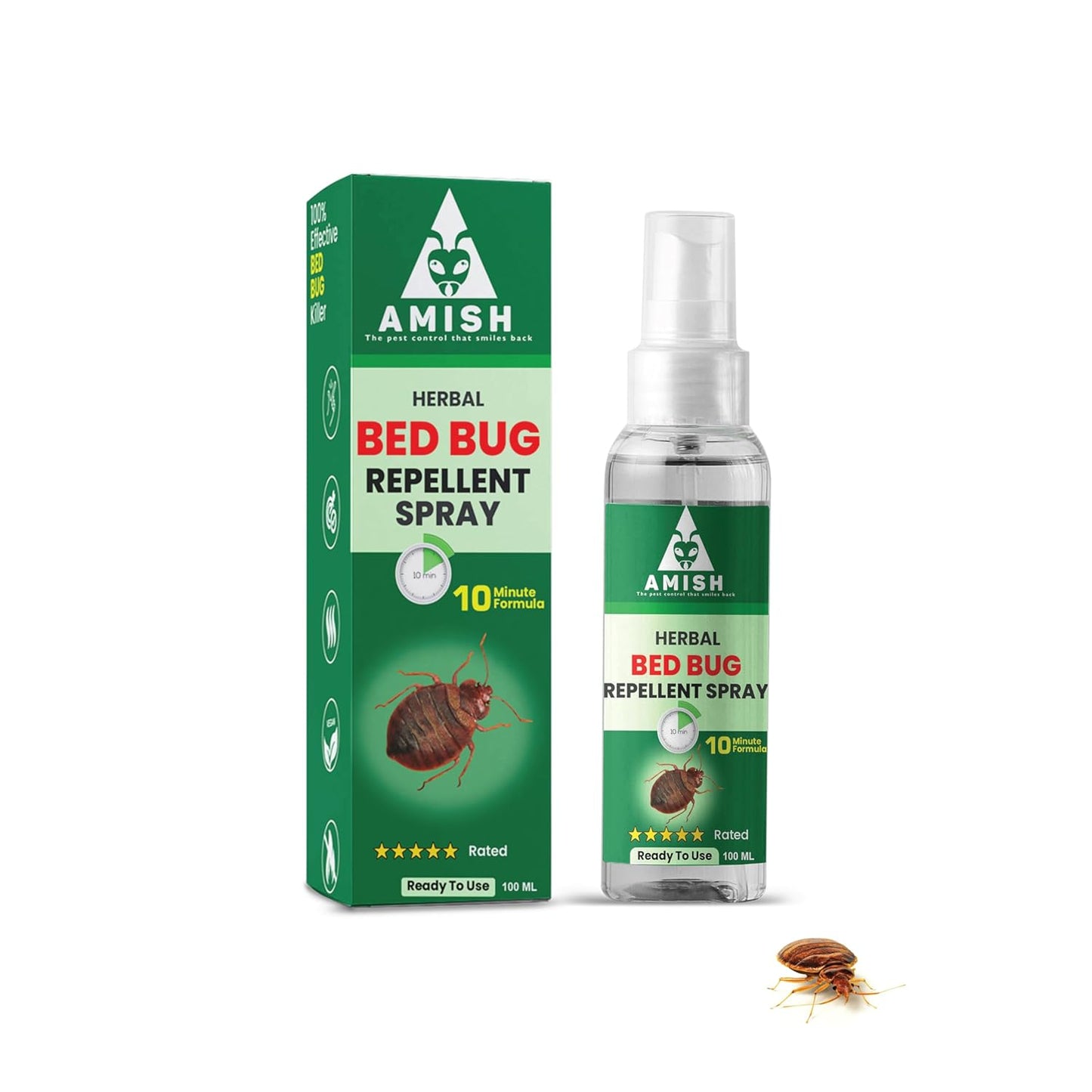 Amish Herbal Bed Bug Spray 10Minutes Result Guaranty|Removes Entire BedBug colony|Powerful 100% Organic No Chemical BedBug Repellent Khatmal Spray