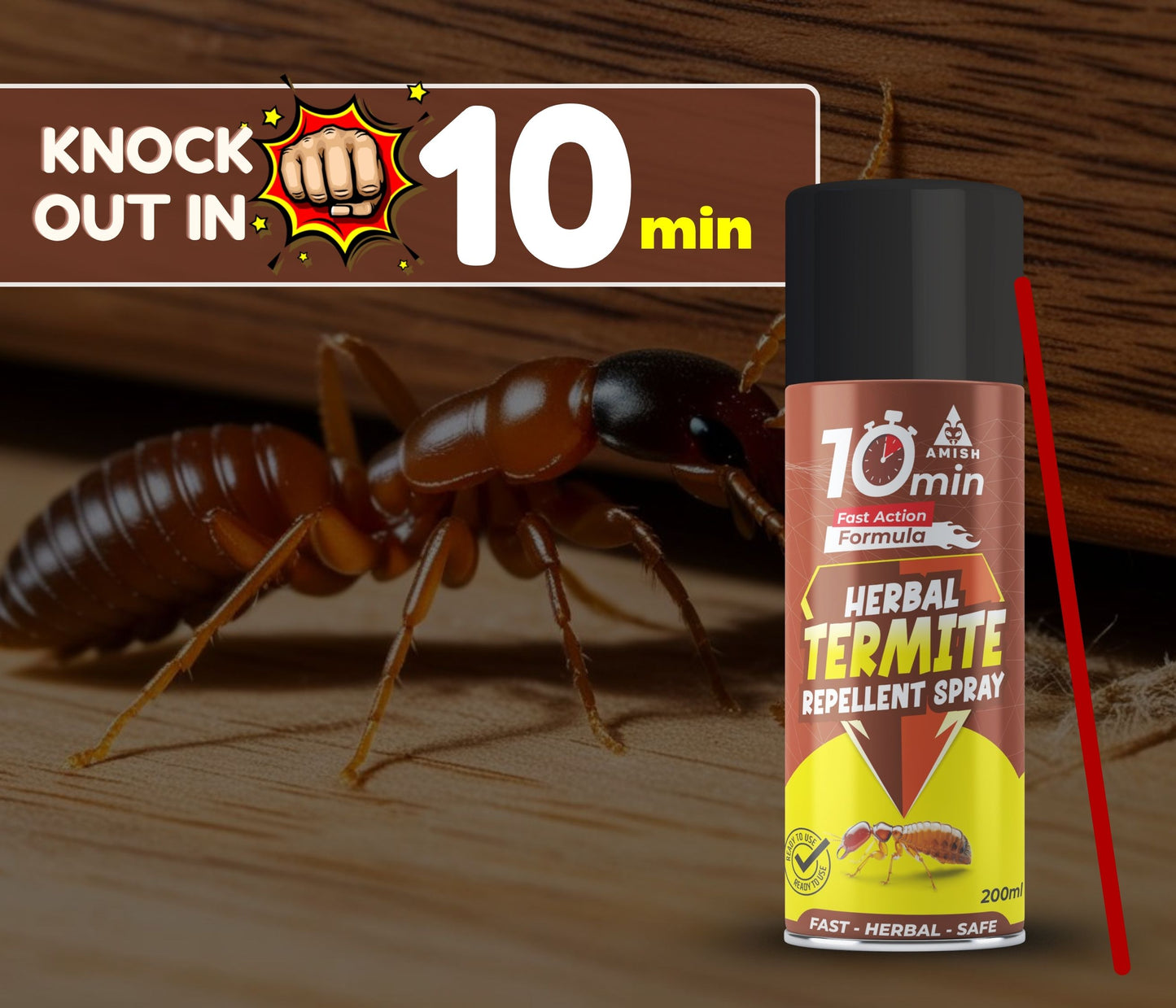 Amish Aerosol Termite Spray 200ml, Ready To Use Termite Control Wood Protection Spray,  Eco-friendly Termite 10 Minutes Formula