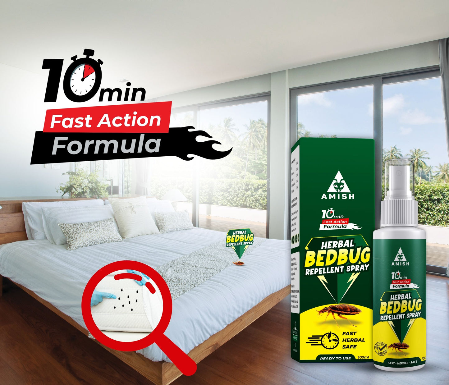 Amish Herbal Bed Bug Spray 10 Minutes Result Guaranty