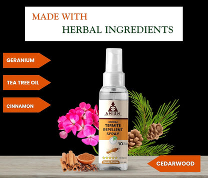 Herbal Termite Spray 100ml Powerful 100% Organic No Chemical Termite Repellent Spray for Home Furniture Long Lasting Wood Protection