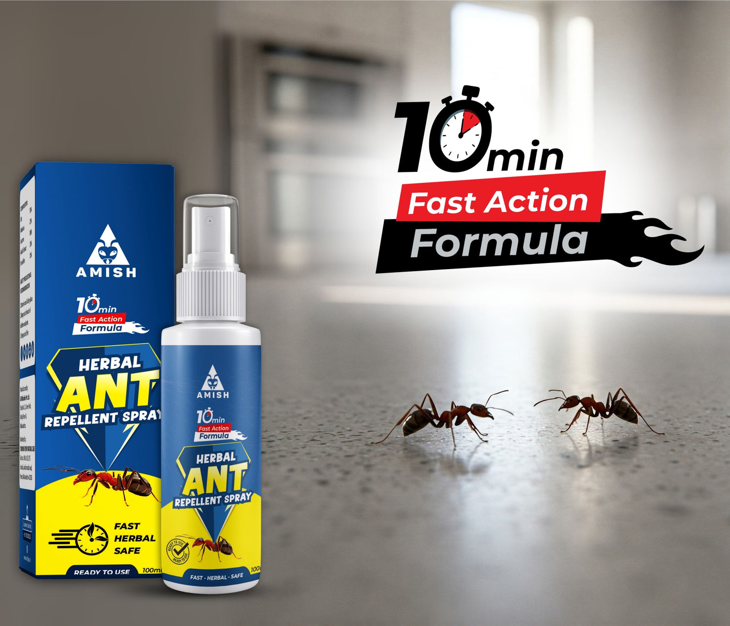 Herbal Ant Spray 100ml Pack Of 1 |10 Minutes Formula |Removes Entire Ant colony|Powerful 100% Organic No Chemical Ant Repellent Spray for Home Kitchen Office Garden Long Lasting Protection Instant Action