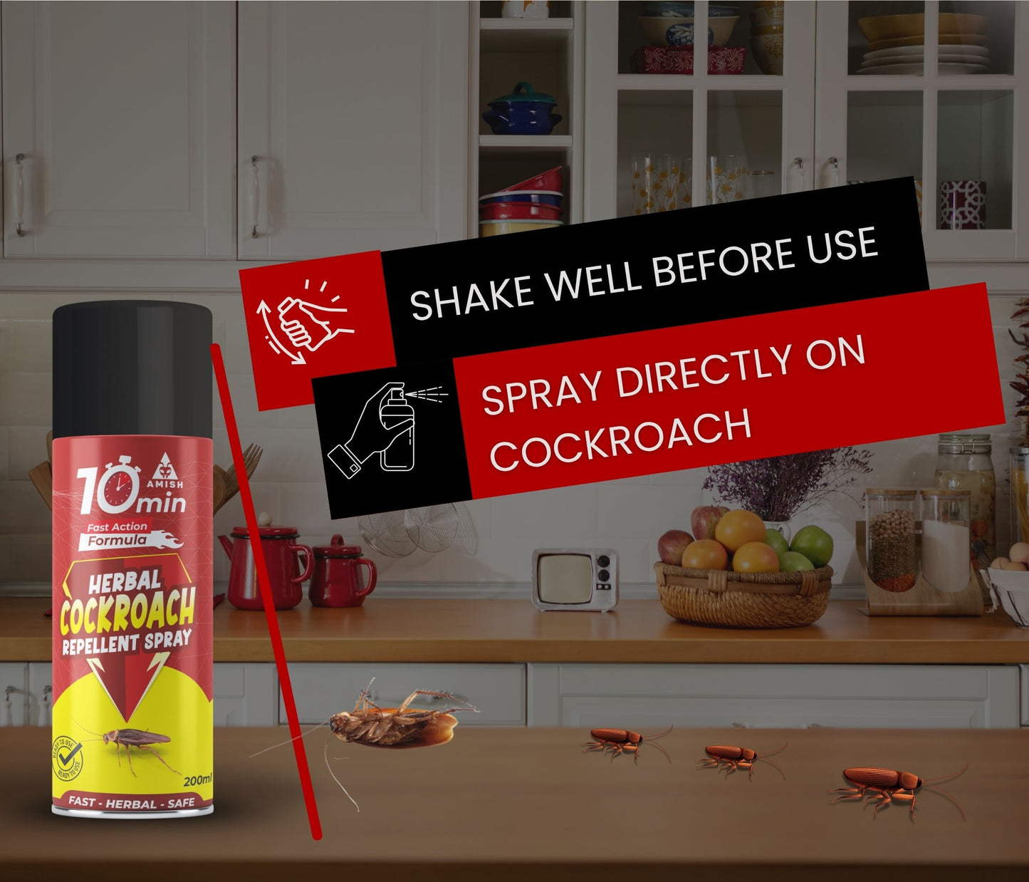 Amish Aerosol Cockroach Spray 200ml Special Ready To Use Spray