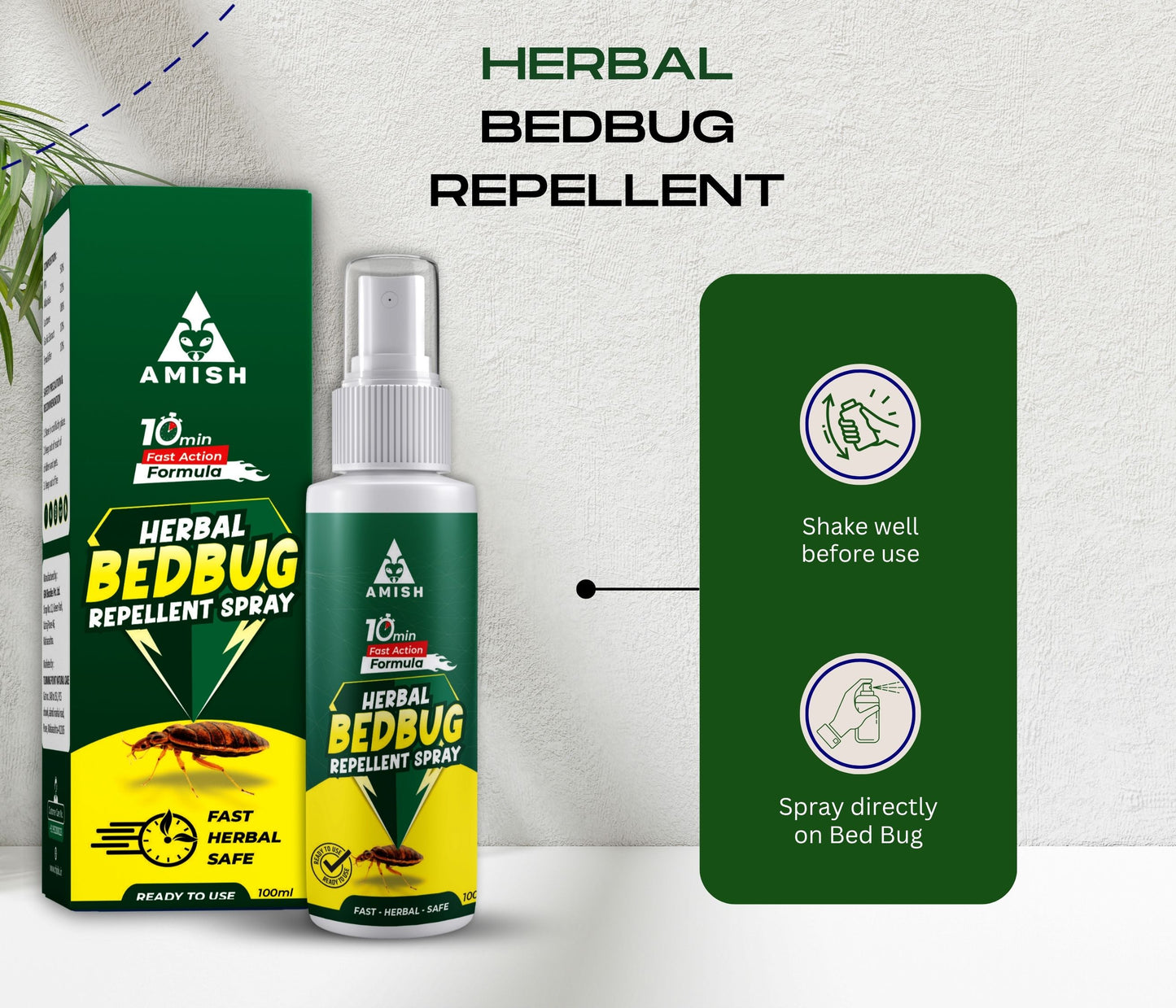 Amish Herbal Bed Bug Spray 10 Minutes Result Guaranty