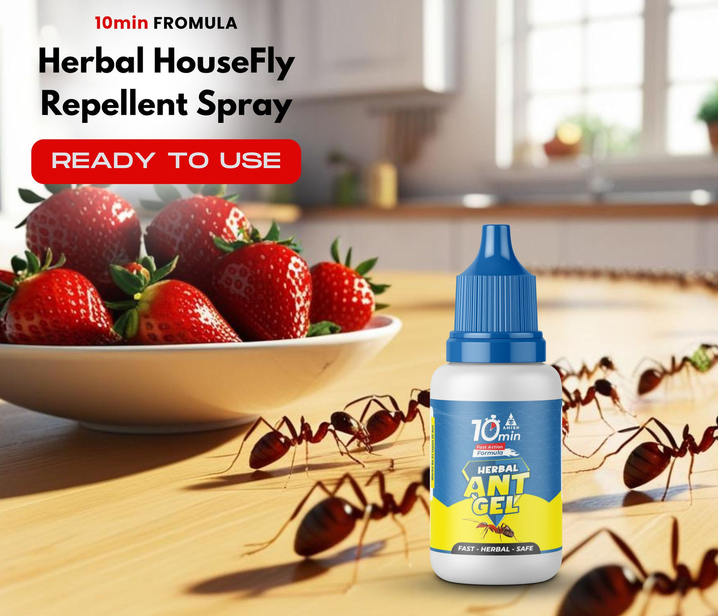 Amish A Herbal Ant Gel Pack of 2 | 10 Minutes Formula, 100% Organic Ant Gel Bait for Home & Kitchen Office & Garden